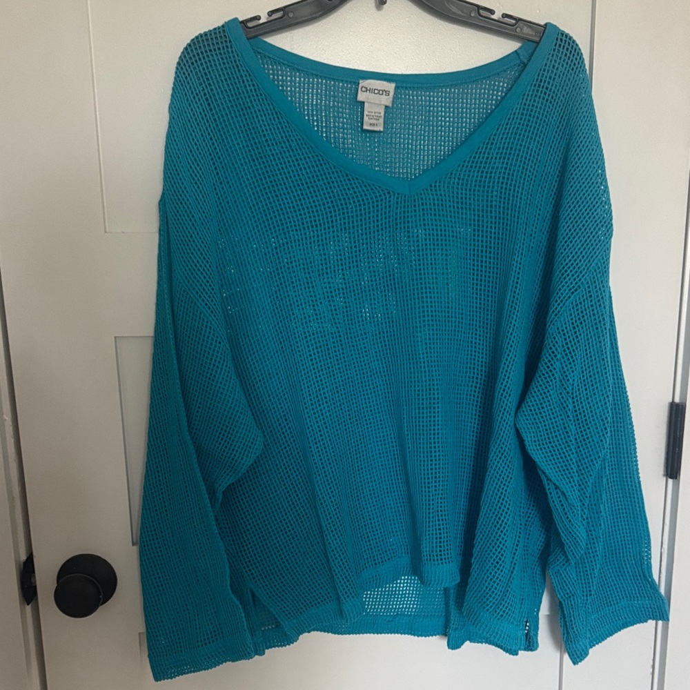 Chico's Vibrant Blue Mesh Sweater